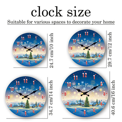 Merry Christmas Wall Clock Silent Non-Ticking Battery Operated Christmas Decorations Indoor Home Decor Clearance