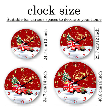 Merry Christmas Wall Clock Silent Non-Ticking Battery Operated Christmas Tree Decorations Indoor Home Decor Clearance