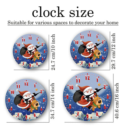 Christmas Santa Claus Wall Clock Silent Non-Ticking Battery Operated Christmas Decorations Indoor Home Decor Clearance