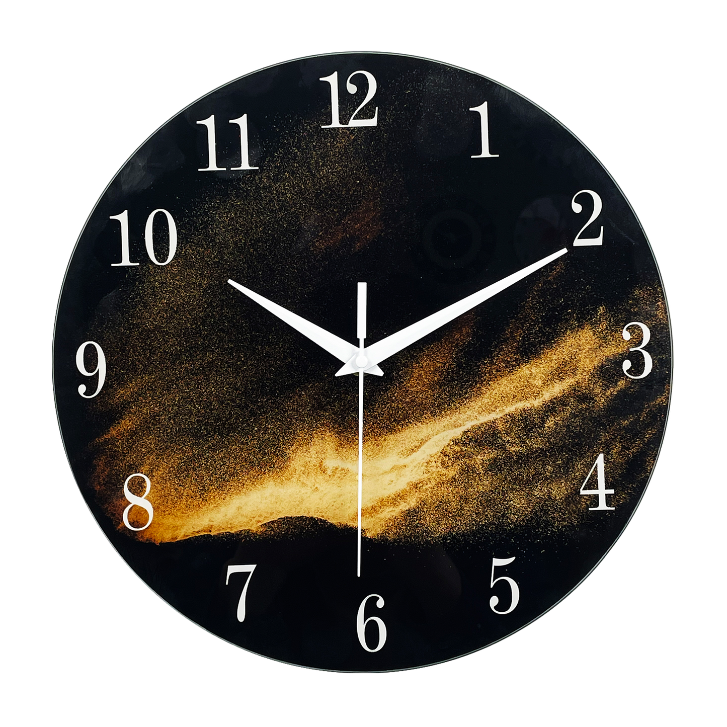 Black And Gold Living Room Wall Clock Tempered Glass Wall  Clock Silent Wall Clock Non Ticking Battery Operated
