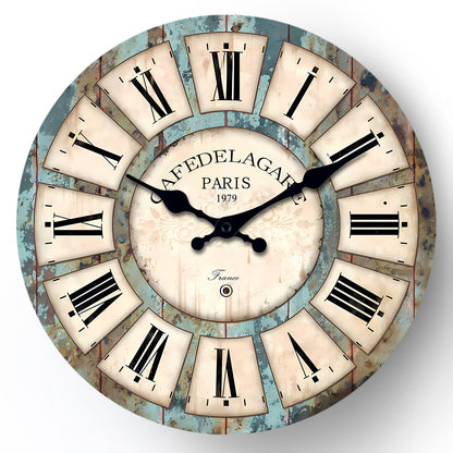 Vintage Series Traces Of Time MDF Plywood Wall Clock Silent Non-Ticking Battery Operated