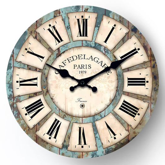 Vintage Series Traces Of Time MDF Plywood Wall Clock Silent Non-Ticking Battery Operated