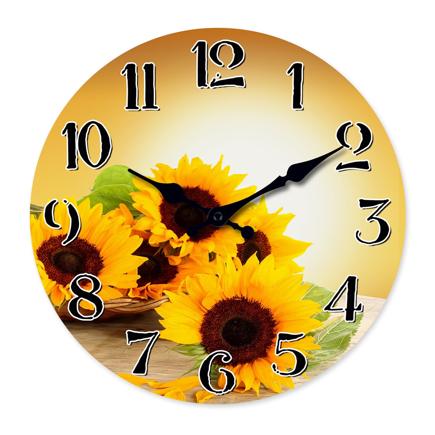 Sunflower Clock for Kitchen Wall Clock – Silent Non Ticking Rustic Farmhouse Style Wall Clock