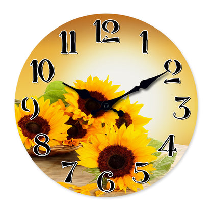 Sunflower Clock for Kitchen Wall Clock – Silent Non Ticking Rustic Farmhouse Style Wall Clock
