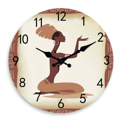 Elegant Tribal-Style Decorative Wall Clock Silent Non-Ticking Battery Operated Wall Decoration for Living Room