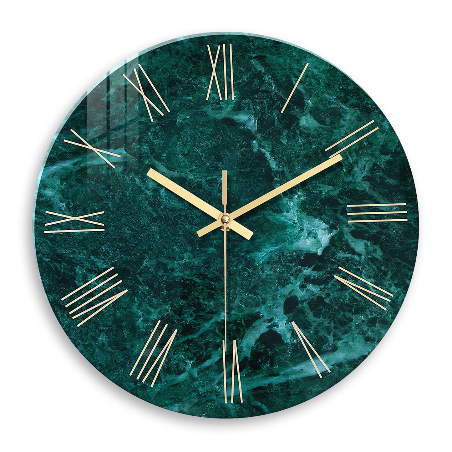 Stylish Modern Minimalist Style Blue Geometric Glass Wall Clock for Office Dinning Room Silent Non Ticking Wall Clock