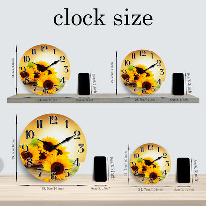 Sunflower Clock for Kitchen Wall Clock – Silent Non Ticking Rustic Farmhouse Style Wall Clock