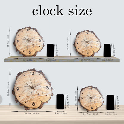 16-Inch Wooden Ring Veneer Wall Clock Silent Non-ticking Battery Operated for Living Room