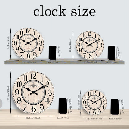 Vintage London Wooden Wall Clock Silent Non-ticking Battery Operated for Living Room