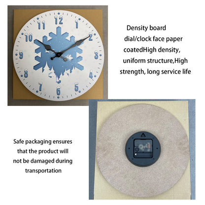 Snow Scene Reindeer  Christmas Wall Clock Silent Non-Ticking Battery Operated Christmas Decorations Indoor Home Decor Clearance