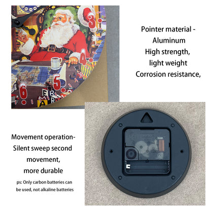 A letter from Santa Claus Christmas Wall Clock Silent Non-Ticking Battery Operated Christmas Decorations Indoor Home Decor Clearance