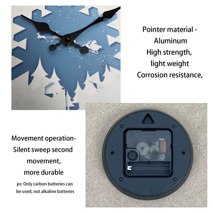 Snow Scene Reindeer  Christmas Wall Clock Silent Non-Ticking Battery Operated Christmas Decorations Indoor Home Decor Clearance