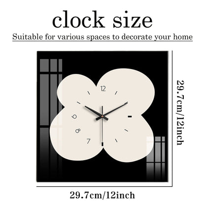 Design Series Lovely Flower Tempered Glass Square Wall Clock (White)