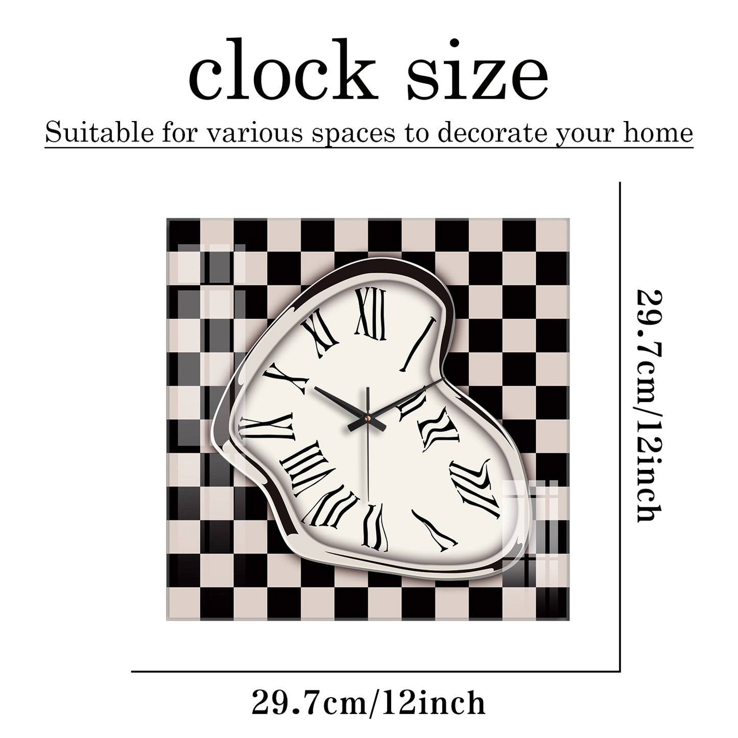 Design Series Flowing Space Tempered Glass Square Wall Clock (Silvery)