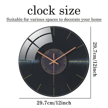 Minimalist Series Vinyl Records Tempered Glass Wall Clock