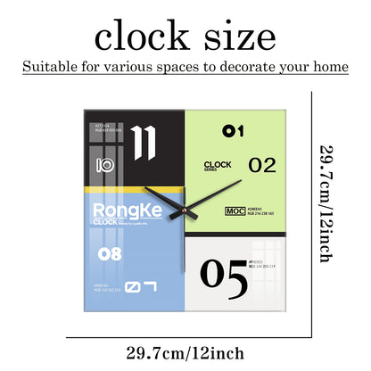 Design Series Play With Color Tempered Glass Square Wall Clock