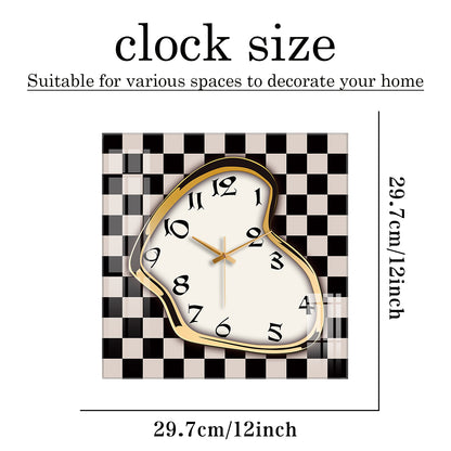 Design Series Flowing Space Tempered Glass Square Wall Clock (Golden)