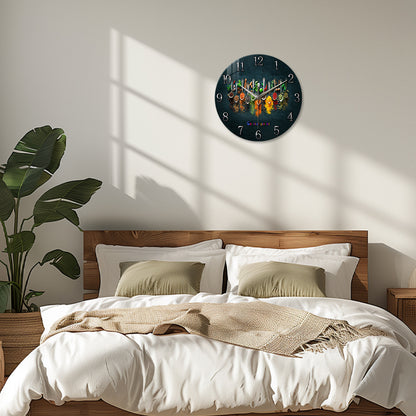 Colorful Herbs And Spices Glass Wall Battery OperatedClock Non-Ticking Decorative