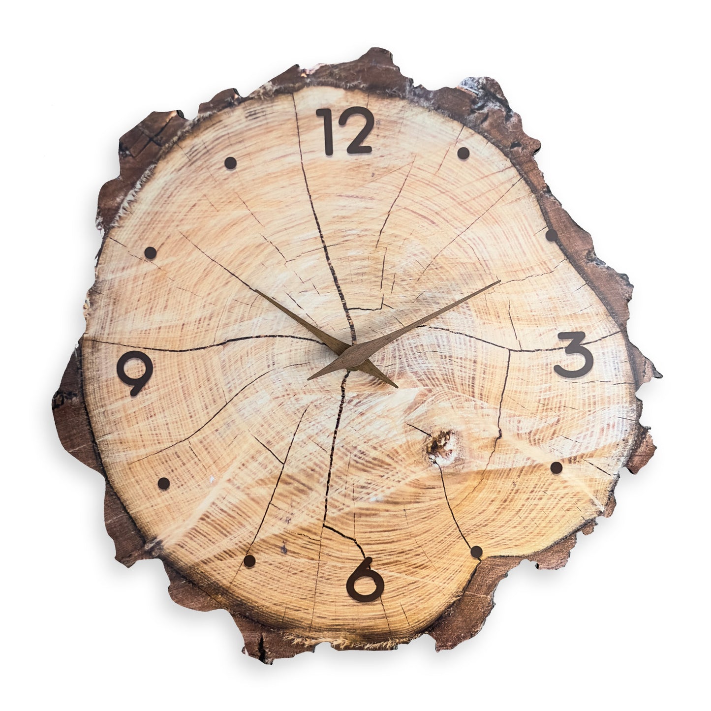 16-Inch Wooden Ring Veneer Wall Clock Silent Non-ticking Battery Operated for Living Room