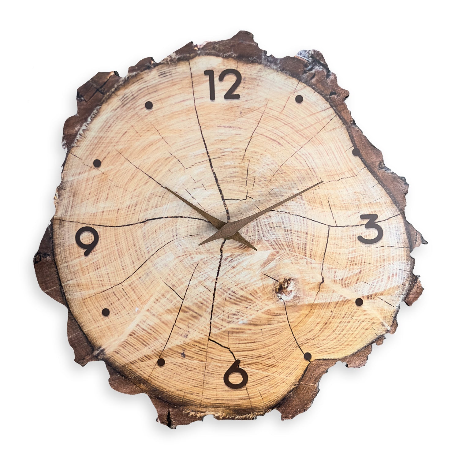 16-Inch Wooden Ring Veneer Wall Clock Silent Non-ticking Battery Operated for Living Room