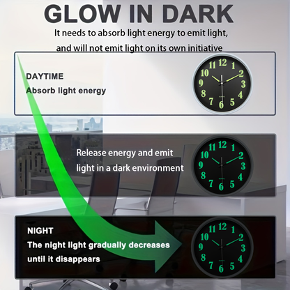 Constantplanet Modern Wall Clock Glow in The Dark 10 Inch Silent Non-Ticking Battery Operated - Analog Small Classic for Office, Living Room
