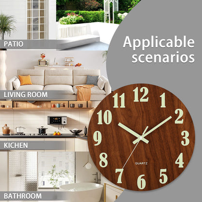 Constantplanet Orologio luminoso al buio da 10 pollici, moderno, silenzioso, senza ticchettio, a batteria, analogico, piccolo, classico, per ufficio, casa, bagno, cucina, camera da letto, scuola, soggiorno 