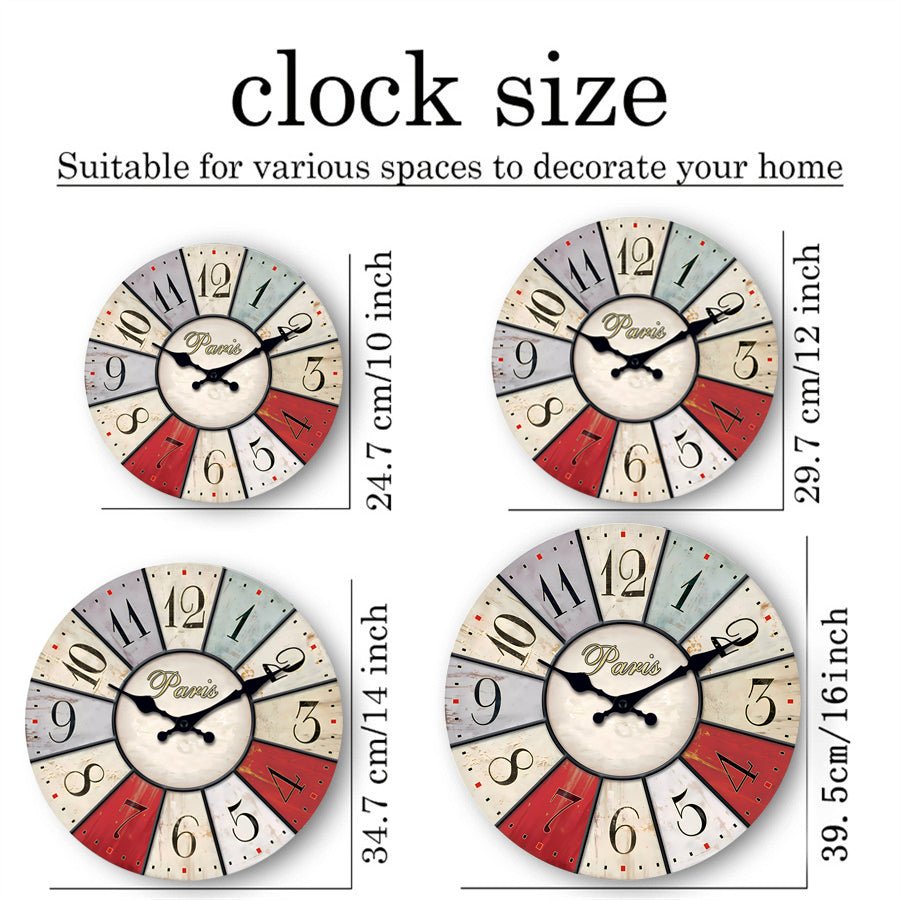 Red and Blue Contrast Simple Wall Clock Noticking Wall Decor Battery Operated