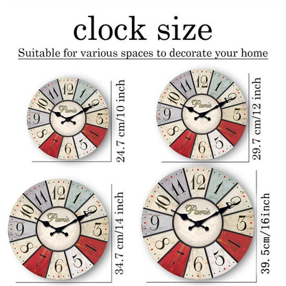Red and Blue Contrast Simple Wall Clock Noticking Wall Decor Battery Operated