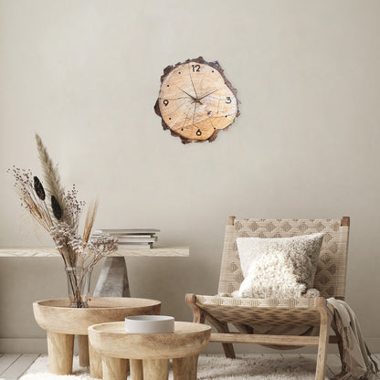 16-Inch Wooden Ring Veneer Wall Clock Silent Non-ticking Battery Operated for Living Room