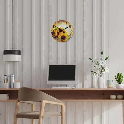 Sunflower Clock for Kitchen Wall Clock – Silent Non Ticking Rustic Farmhouse Style Wall Clock