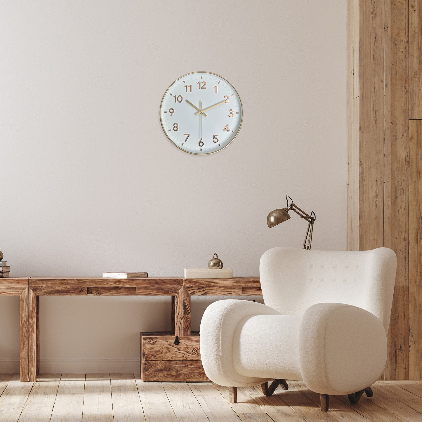 12 Inch Modern Rose Gold Wall Clock  Silent Non-Ticking Battery Operated Analog Wall Clock