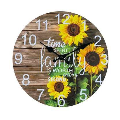 Floral Series Sunflowers MDF Plywood Wall Clock