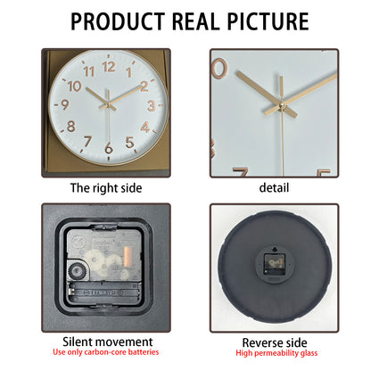 12 Inch Modern Rose Gold Wall Clock  Silent Non-Ticking Battery Operated Analog Wall Clock