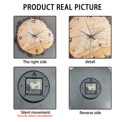 16-Inch Wooden Ring Veneer Wall Clock Silent Non-ticking Battery Operated for Living Room