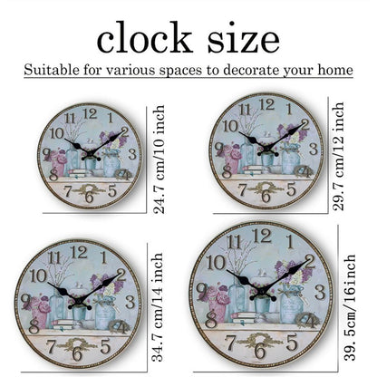Lady's Vase Minimalist MDF Wall Clock – 10 Inch & 14 Inch Wall Clocks Battery Operated for Living Room Silent Non Ticking Wall Clock