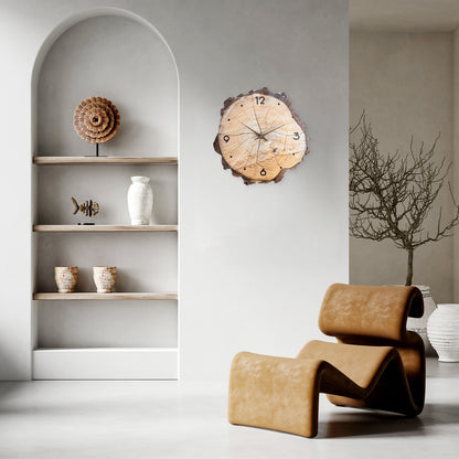 16-Inch Wooden Ring Veneer Wall Clock Silent Non-ticking Battery Operated for Living Room