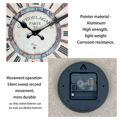 Vintage Series Traces Of Time MDF Plywood Wall Clock Silent Non-Ticking Battery Operated