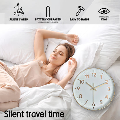 12 Inch Modern Rose Gold Wall Clock  Silent Non-Ticking Battery Operated Analog Wall Clock