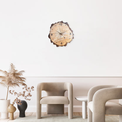 16-Inch Wooden Ring Veneer Wall Clock Silent Non-ticking Battery Operated for Living Room