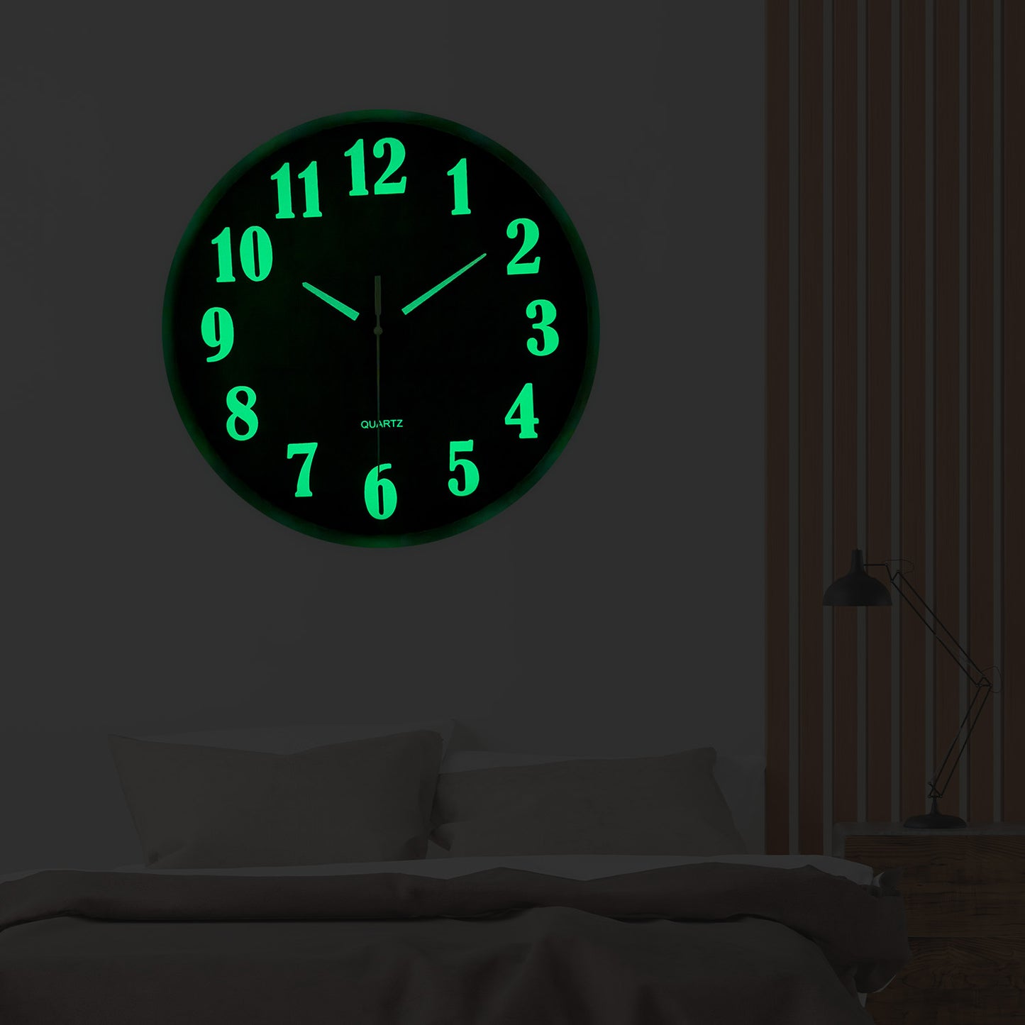 Constantplanet Modern Wall Clock Glow in The Dark 10 Inch Silent Non-Ticking Battery Operated - Analog Small Classic for Office, Living Room