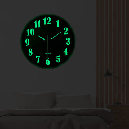 Constantplanet Modern Wall Clock Glow in The Dark 10 Inch Silent Non-Ticking Battery Operated - Analog Small Classic for Office, Living Room