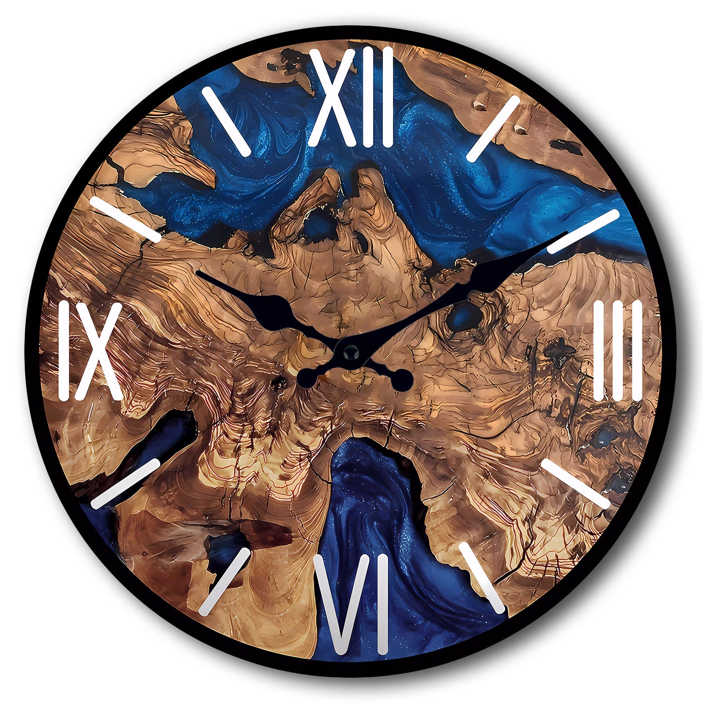 Texture Series Mountains And Rivers MDF Plywood Wall Clock