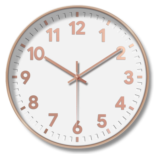 12 Inch Modern Rose Gold Wall Clock  Silent Non-Ticking Battery Operated Analog Wall Clock