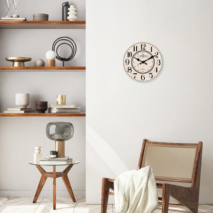 Vintage London Wooden Wall Clock Silent Non-ticking Battery Operated for Living Room