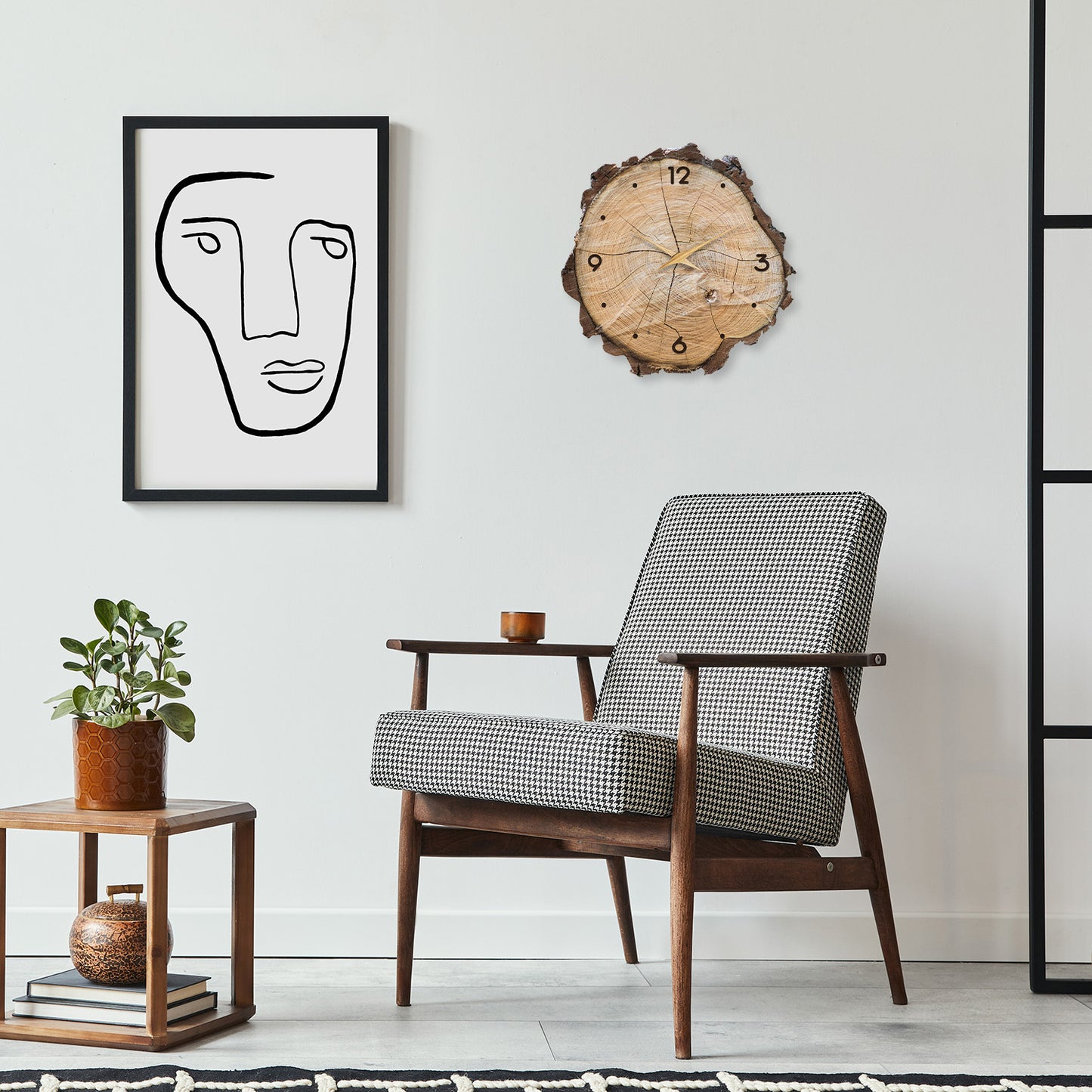 16-Inch Wooden Ring Veneer Wall Clock Silent Non-ticking Battery Operated for Living Room