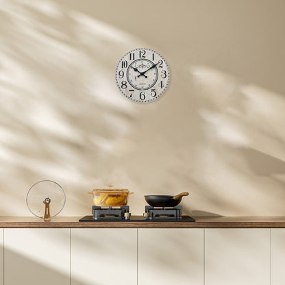 Vintage London Wooden Wall Clock Silent Non-ticking Battery Operated for Living Room