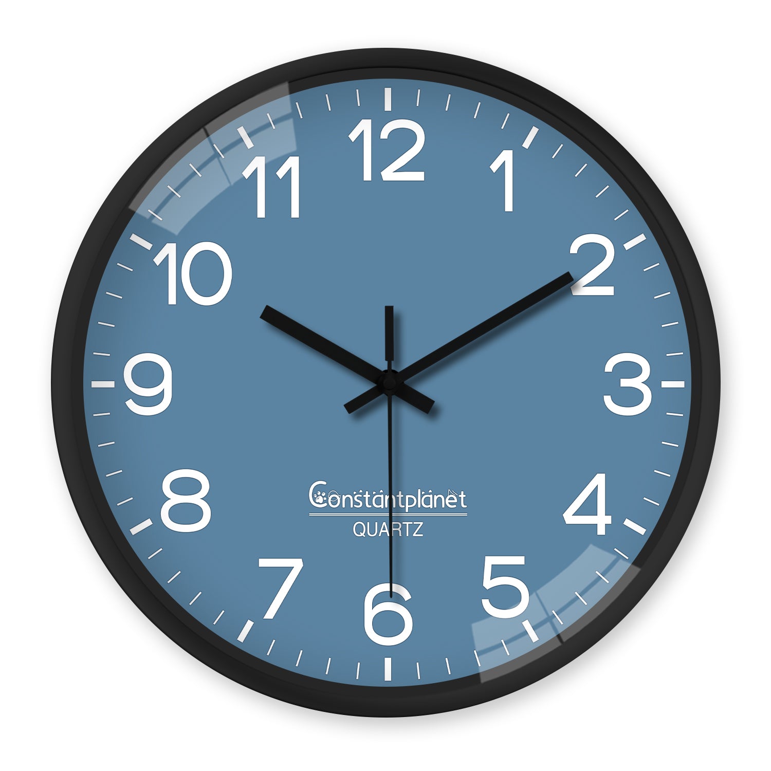 8-Inch Modern Wall Clock Blue Analog Silent Non-Ticking Battery Operated