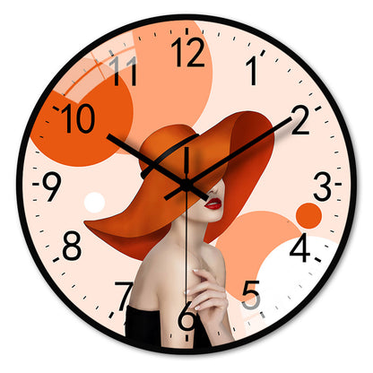 Design Series Hidden Lady Bright Version Tempered Glass Wall Clock