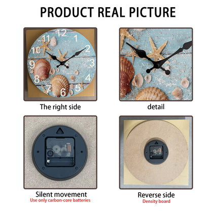 Blue Ocean Shell Wall Clock Elegant Seashell Wall Clock Coastal Decor For Wall