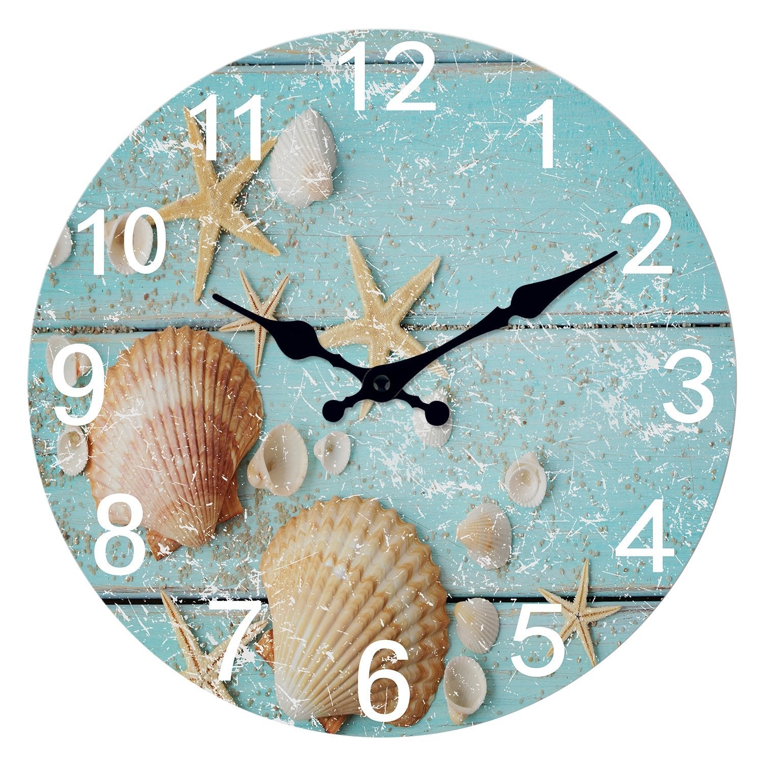 Blue Ocean Shell Wall Clock Elegant Seashell Wall Clock Coastal Decor For Wall